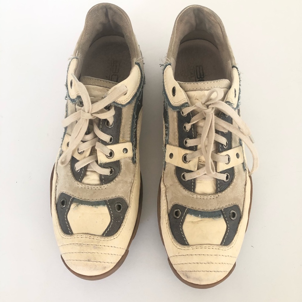 Men's Italian Ivory/Gray Canvas Sneaks Size 41